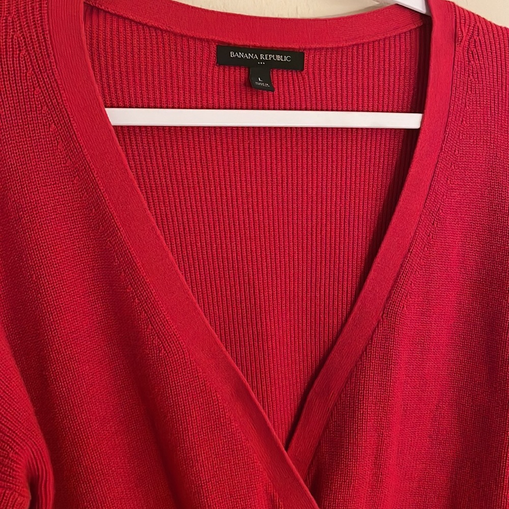 Large Banana Republic Red Wrap Sweater - Picture 2 of 6